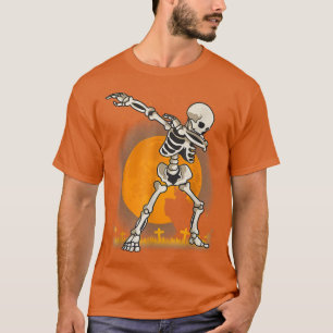 Camiseta Halloween S Para Meninos Meninos Dabbing Skeleton