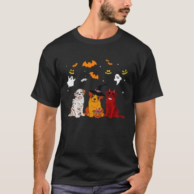 Camiseta Halloween saint bernard Dogs  Mummy Witch Demon (Frente)