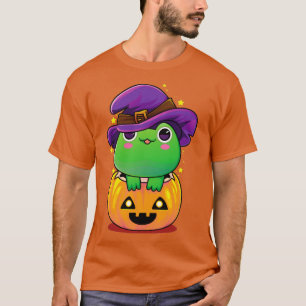 Camiseta Halloween Sapo Bruxa de Chapéu Anfíbio Pumpkin Hal