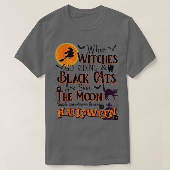 Camiseta Halloween Scary Black Cat Jackolantern Witches Bat (Frente do Design)