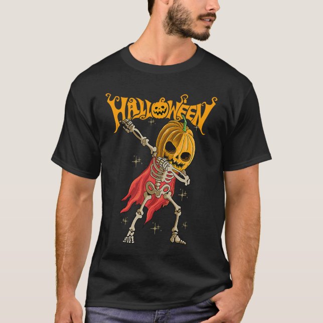 Camiseta Halloween Scary Dancing Skeleton Pumpkin Happy Hal (Frente)