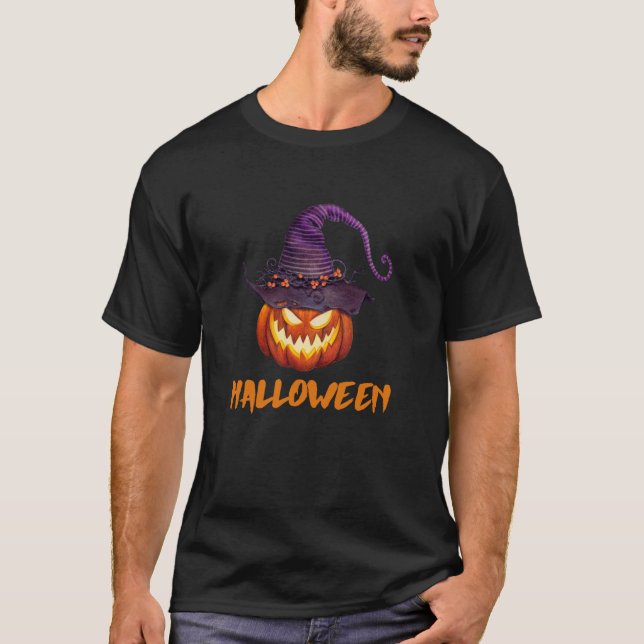 Camiseta Halloween Scary Pumpkin Engraçado Cabeça de Abóbor (Frente)