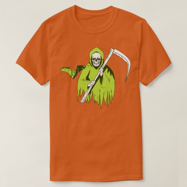 Camiseta Halloween Scary skull ghost com taco (Frente do Design)