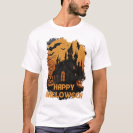 Camiseta Halloween-Schloss unter Mondlicht