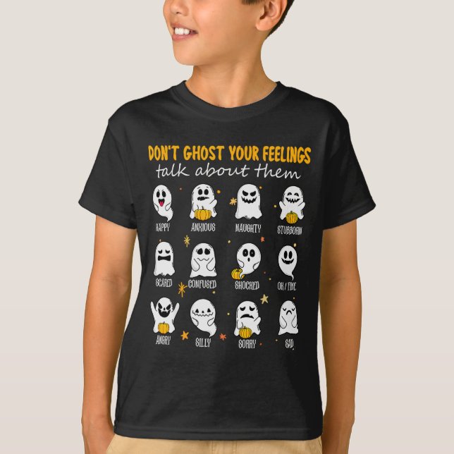 Camiseta Halloween School Counselor Don't Ghost Your Feelin (Frente)