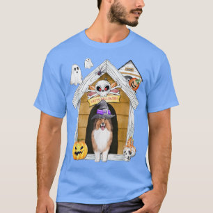 Camiseta Halloween Shetland Sheepdog Dog Witch Haunted Hous