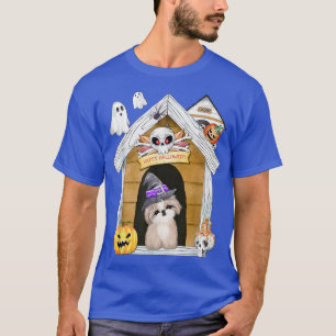 Camiseta Halloween Shih Tzu Dog Witch Haunted House T-Shirt
