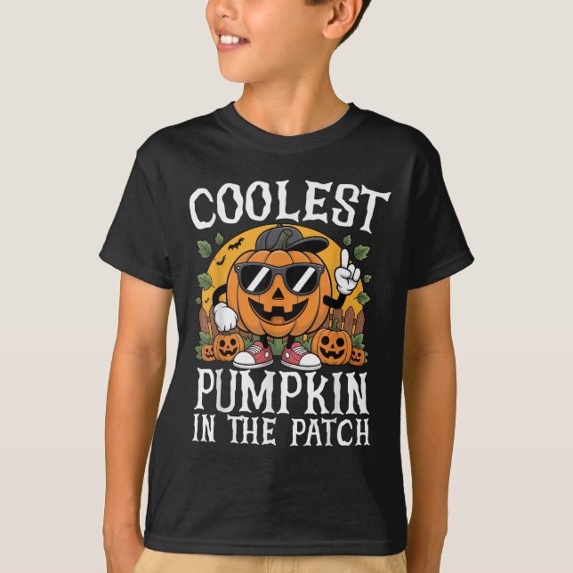 Camiseta Halloween Shirts Boys And Kids Coolest Pumpkin In  (Frente)