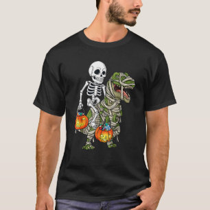 Camiseta Halloween Skeleton Andando Mummy Dinossaur T Rex D