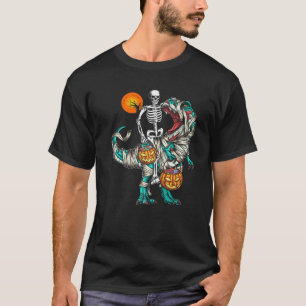 Camiseta Halloween Skeleton Andando Mummy Dinossaur T Rex P
