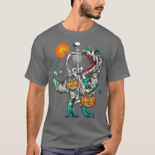 Camiseta Halloween Skeleton Andando Mummy Dinossaur T rex P