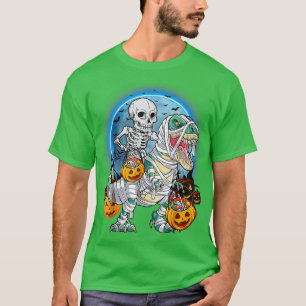 Camiseta Halloween Skeleton Andando Mummy Dinossauros T re 