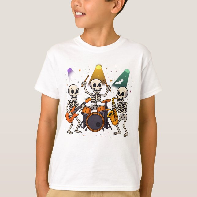 Camiseta Halloween Skeleton Banda Roupas mulheres bonitas m (Frente)