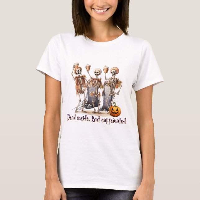 CAMISETA HALLOWEEN SKELETON COM CAFÉ (Frente)