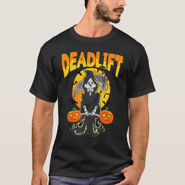 Camiseta Halloween Skeleton Deadelevador de Porte Workout F (Frente)
