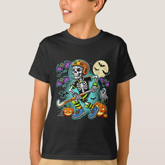 Camiseta Halloween Skeleton Field Hockey  (Frente)
