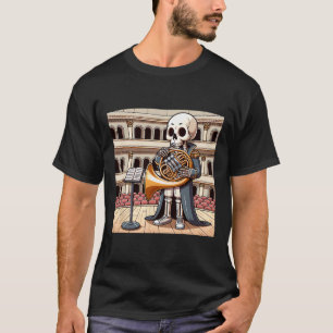 Camiseta Halloween Skeleton French Horn