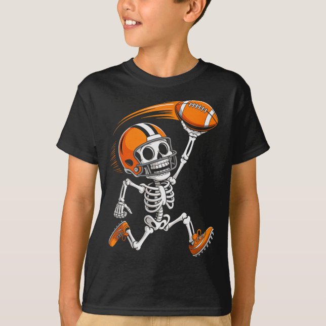 Camiseta Halloween Skeleton Funny Football Shirt For Teens  (Frente)