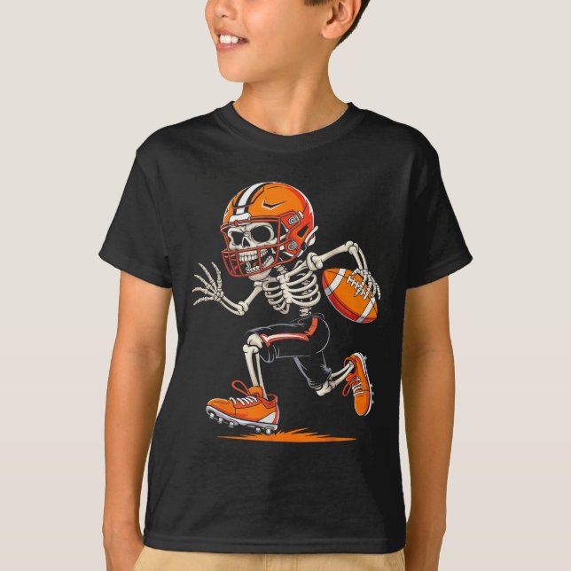 Camiseta Halloween Skeleton Funny Football Shirt For Teens  (Frente)