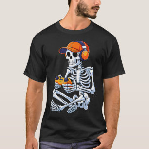 Camiseta Halloween Skeleton Gamer Video Gaming Boys Men Kid