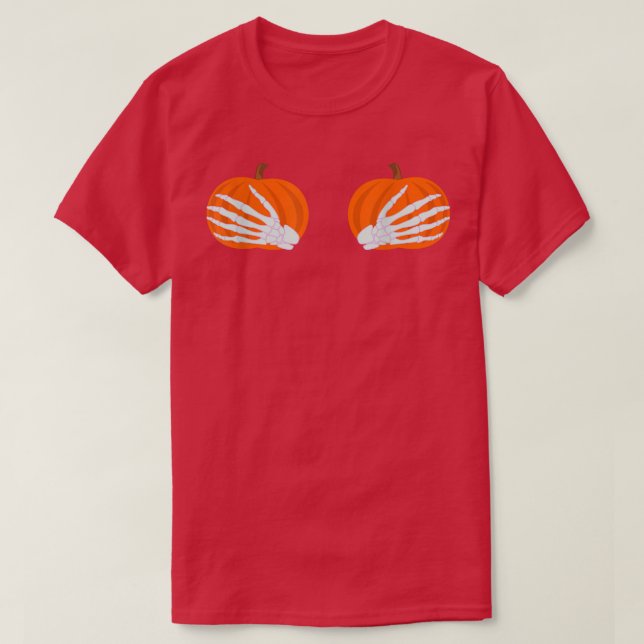 Camiseta Halloween, Skeleton Hand Pumpkin  (Frente do Design)