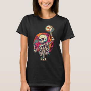 Camiseta Halloween Skeleton Jogando Voleibol