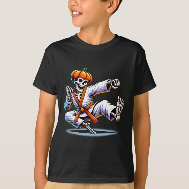 Camiseta Halloween Skeleton Karate (Frente)