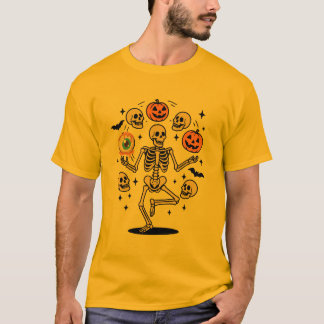 Camiseta Halloween Skeleton malabarizando Pumpkins Skulls