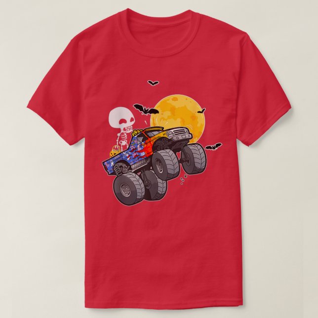 Camiseta Halloween Skeleton Monster Truck 4 (Frente do Design)