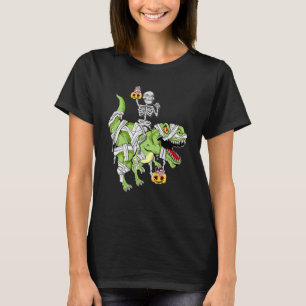 Camiseta Halloween Skeleton Mummy Dinosaur rex Hallowen Bo