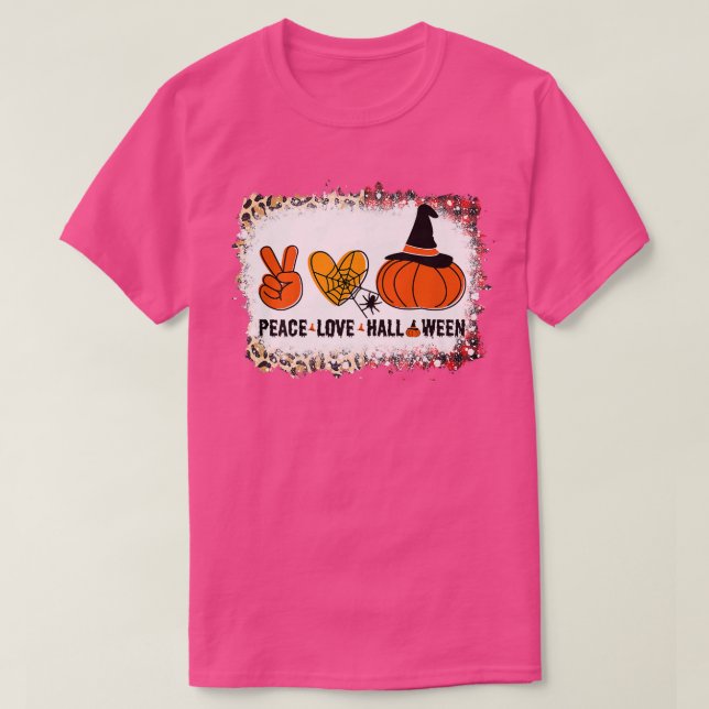 Camiseta Halloween Skeleton Peace Love Halloween Com Assust (Frente do Design)