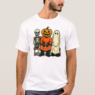Camiseta Halloween Skeleton Pumpkin Ghost