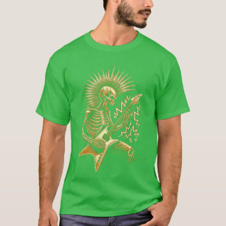 Camiseta Halloween Skeleton Punk Rock Guitar Rock Rock Rock