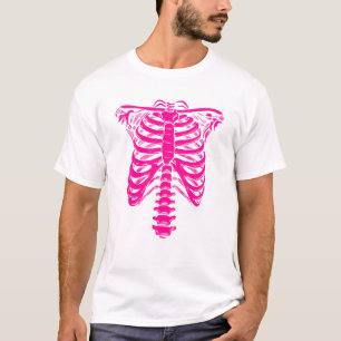 Camiseta halloween Skeleton Rib Cage rosa