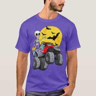 Camiseta Halloween Skeleton Riding Monster Truck Pumpkin Bo