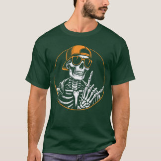 Camiseta Halloween Skeleton Rock Hand Rocker Men Rock