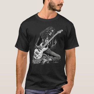 Camiseta Halloween Skeleton Rocker Guitar Punk Rock Costume