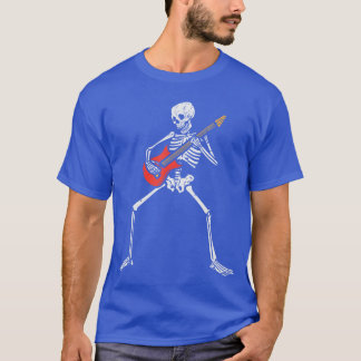 Camiseta Halloween Skeleton Rocker Guitar Punk Rock Costume
