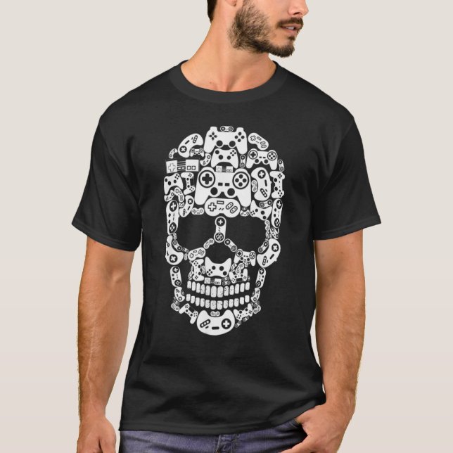 Camiseta Halloween Skeleton Skull Video Gamer Controller G (Frente)