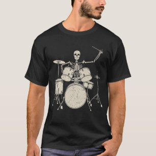 Camiseta Halloween Skeleton tocando tambor Engraçado Presen