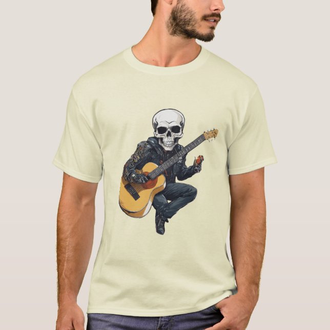 Camiseta Halloween Skeleton tocando violão (Frente)