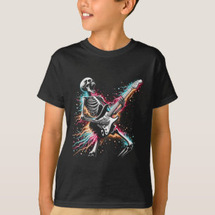 Camiseta Halloween Skeleton Tocando Violão - Rock And Roll