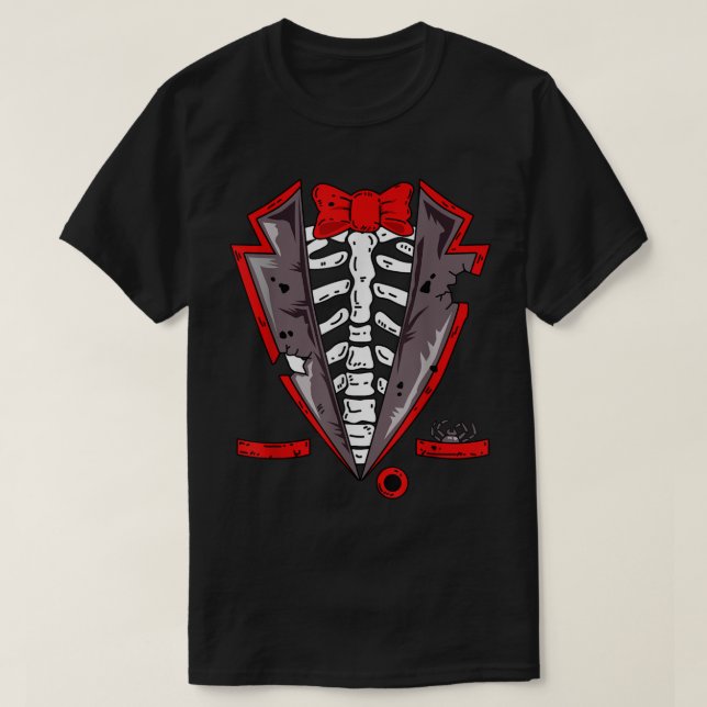 Camiseta Halloween Skeleton Tuxedo Costume Gift (Frente do Design)