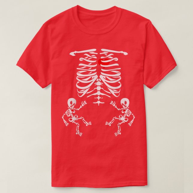 Camiseta Halloween Skeleton Twins Gênero Revelar Chá de fra (Frente do Design)