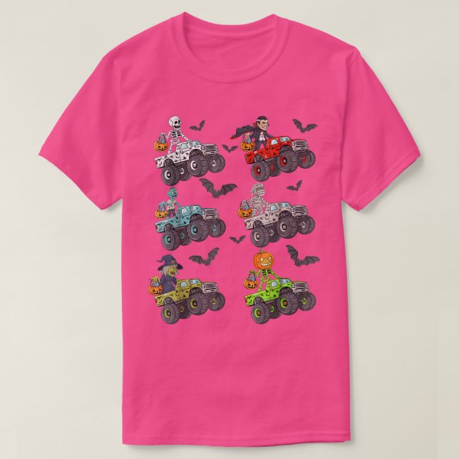 Camiseta Halloween Skeleton Zombie Andando Monster Truck Va (Frente do Design)