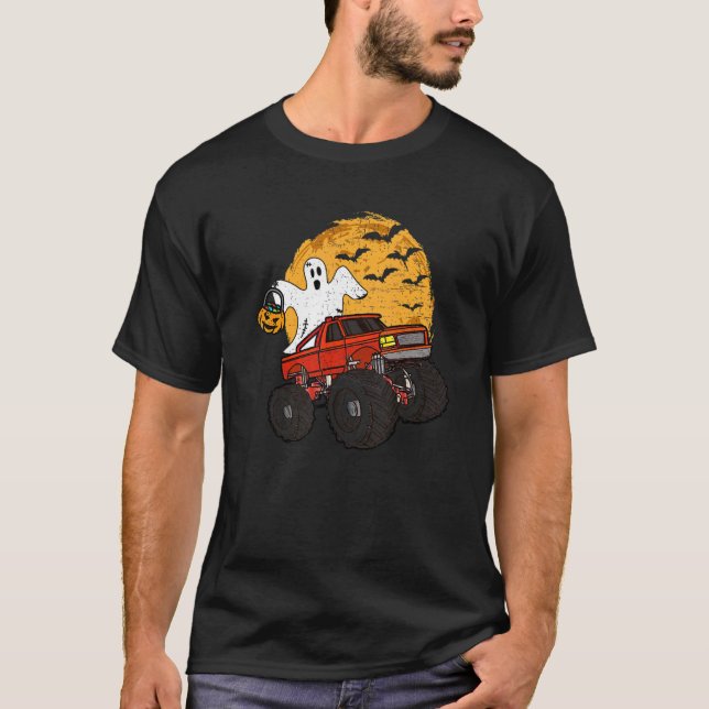 Camiseta Halloween Skeleton Zombie Andando Monster Truck Va (Frente)