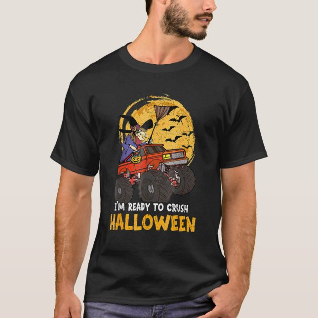 Camiseta Halloween Skeleton Zombie Andando Monster Truck Va (Frente)