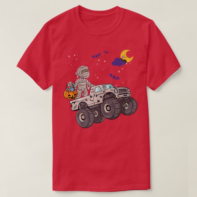 Camiseta Halloween Skeleton Zombie Andando Monster Truck Va (Frente do Design)