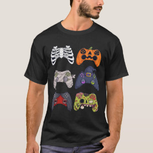 Camiseta Halloween Skeleton Zombie Controladoras de Jogos M