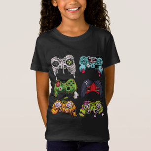 Camiseta Halloween Skeleton Zombie Controladoras de Jogos M